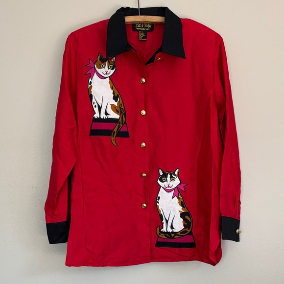 Bob Mackie Tops - Vintage Bob Mackie silk cat blouse